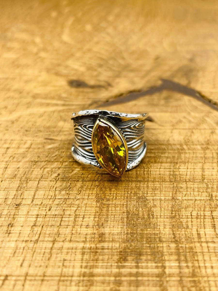 Women's Yellow Stone Silver Ring - TryAladdin