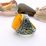 Yellow Agate Stone Men's Ring - TryAladdin