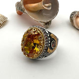 Yellow Citrine Stone Men's Ring - TryAladdin