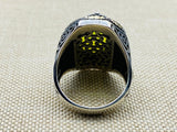 Yellow Tourmaline Men's Silver Ring - TryAladdin