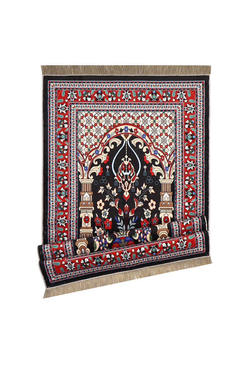 Bursa Ipek | Black Bamboo Carpet Prayer Rug - TryAladdin