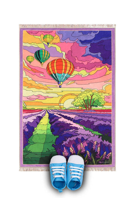 Bursa Ipek | Lilac Balloons Velvet Children's Prayer Mat and Play Mat - TryAladdin