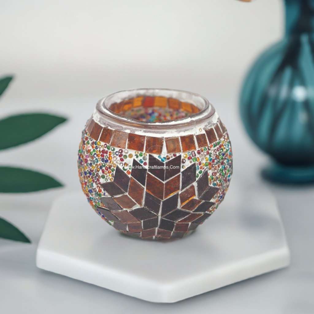 HND Handicraft | Handmade Mosaic Candle Holder Handmade - TryAladdin