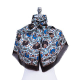 Karanfil Elegant Silk Scarf in Brown & Blue - TryAladdin