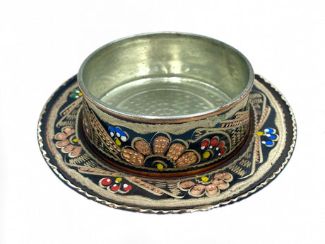 Lavina | Copper Soup & Asure Bowl and Plate with Erzincan Style (16 cm) - TryAladdin