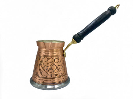 Lavina | Copper Turkish Coffee Pot Patterned With Silver Bottom (10 cm) - TryAladdin