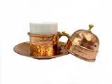 Lavina | Copper Turkish Coffee Cup with Lid and Plate (10 cm) - TryAladdin