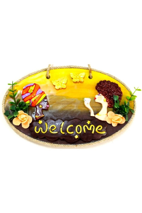 Delightful Women Handmade Welcome Printed Door Ornament - TryAladdin