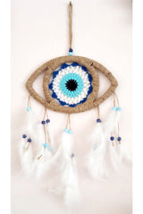 Eye Model Nazar Bead Motif Bird Furry Handmade Wall Ornament - TryAladdin