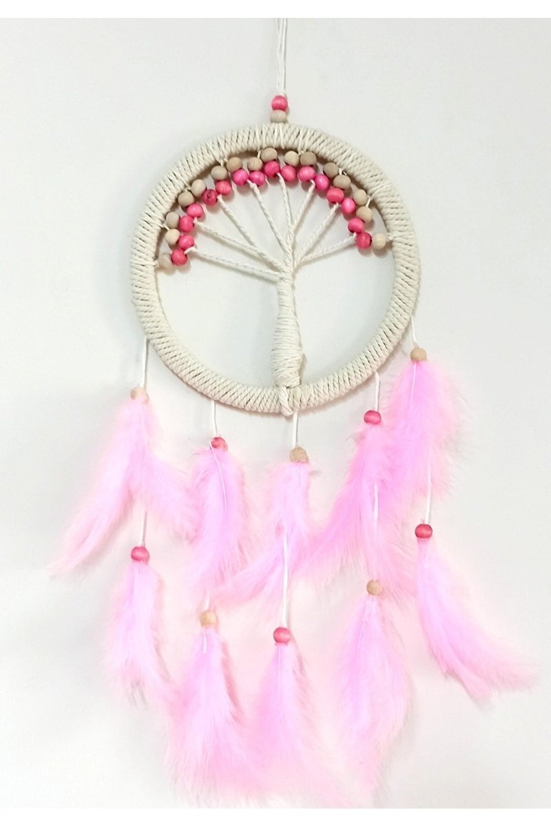 Pink Bird Furry Life Tree Dream Catcher Wall Ornament - TryAladdin