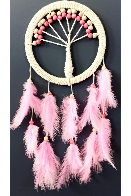 Pink Bird Furry Life Tree Dream Catcher Wall Ornament - TryAladdin