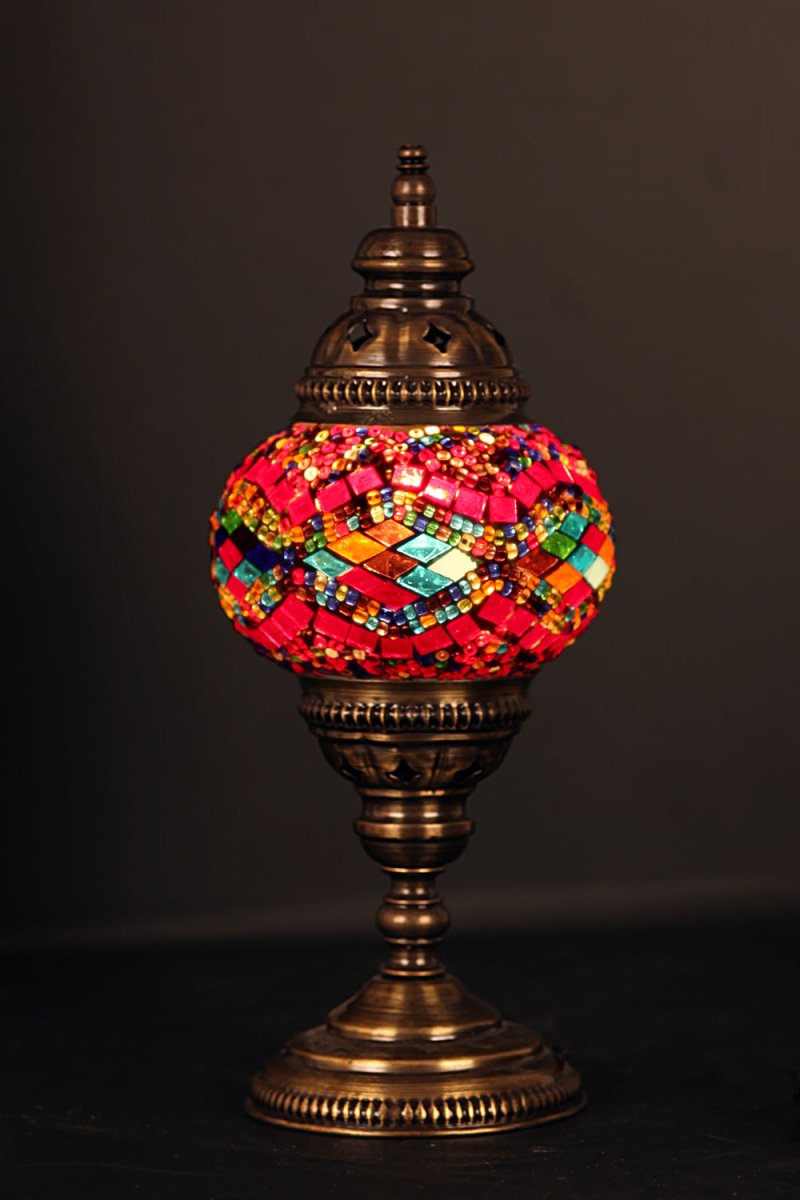 HND Handicraft | Handmade Glass Mosaic Small Desk Lamp, Mosaic Colors - TryAladdin