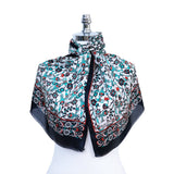 Sira Lale Elegant Silk Scarf in Black & Turquoise - TryAladdin