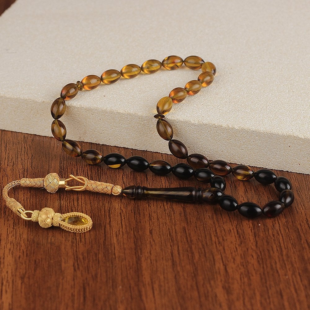 Tesbihevim | Amber Tasbih with Silver Kazaz Tassel - TryAladdin